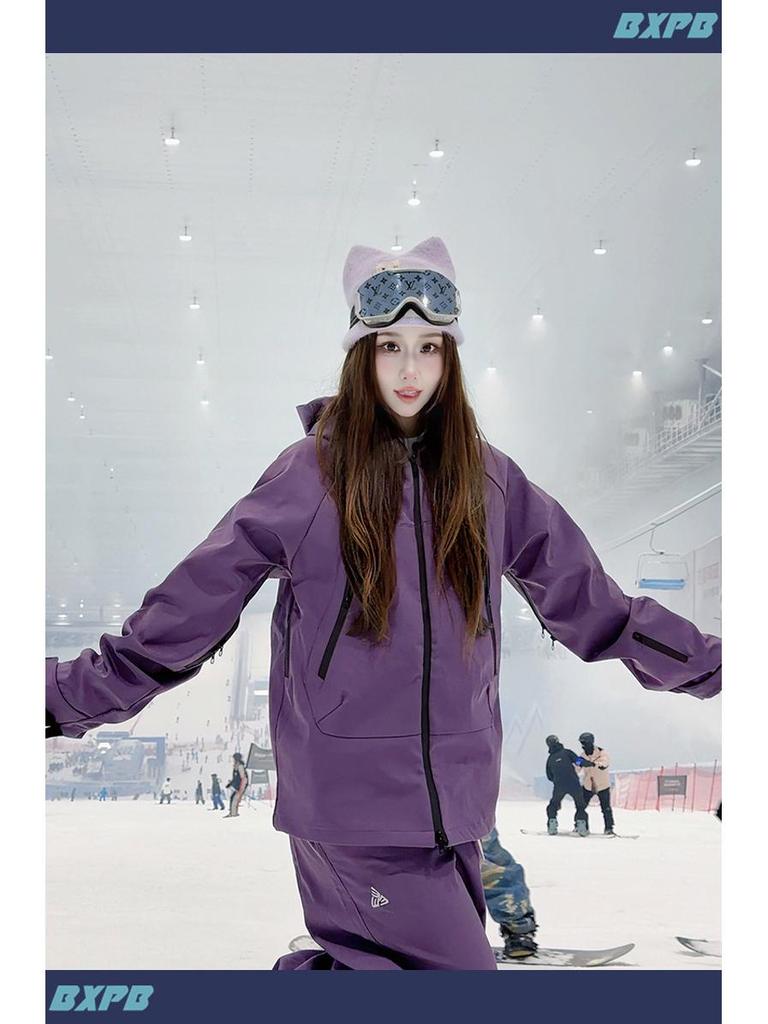 Unisex Purple Waterproof Ski & Snowboard Suit: Warm Winter Two-Piece