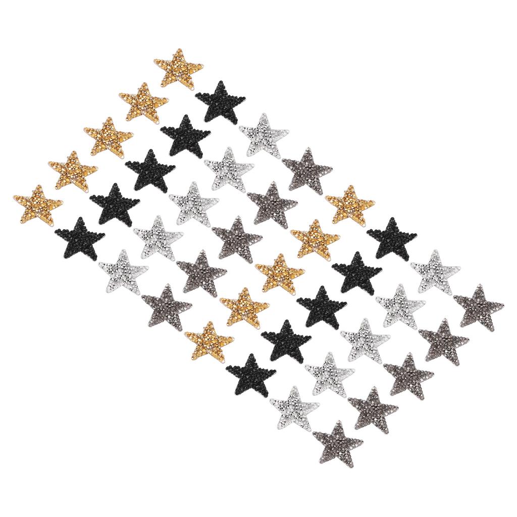 40Pcs Iron On Patches Rhinestones Star Pattern Delicate Decorative Cloth Patches 4 X 4cm