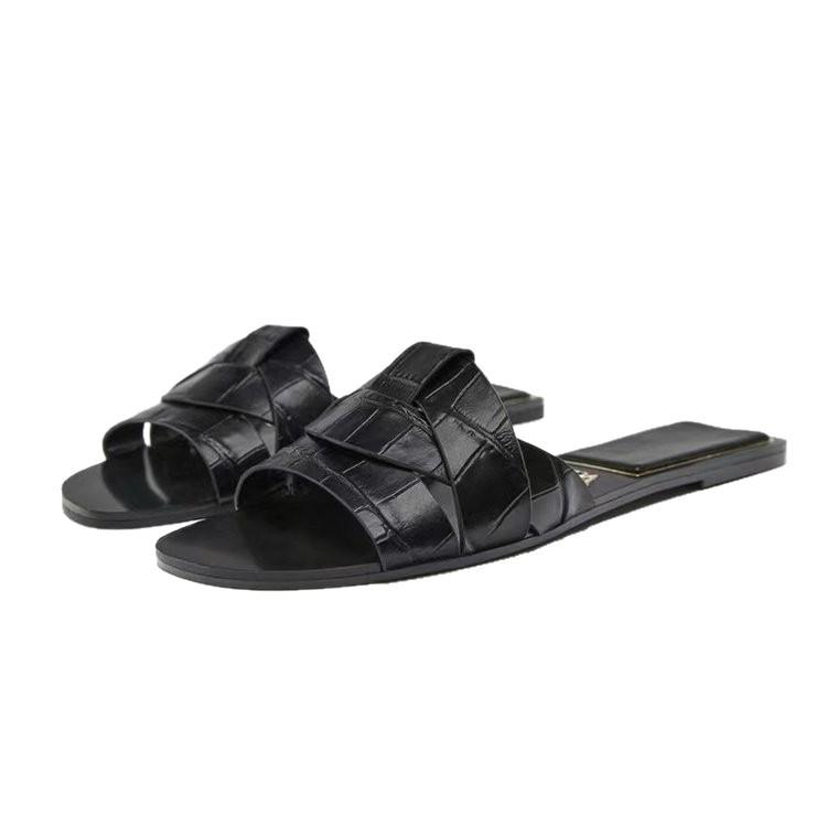 2025 Summer Women's Square Toe Cross Strap Sandals and Slippers