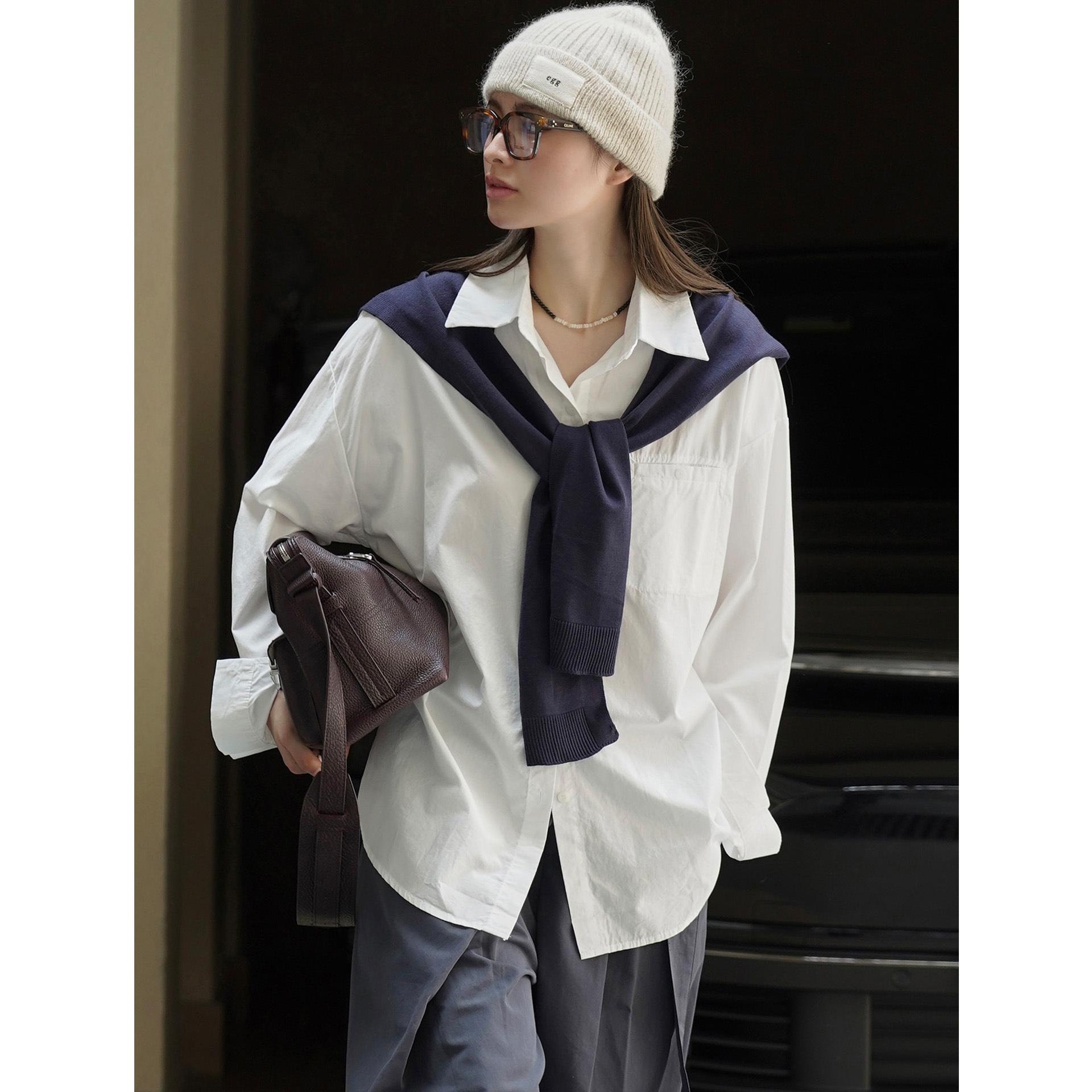 

Johnature Spring Autumn Korean-style Shirts Casual Simple Loose White Women Tops One Size белый