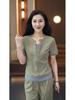 Women's Summer 2025 Fashion: Casual Short Sleeve Two-Piece Set with Wide Leg Pants