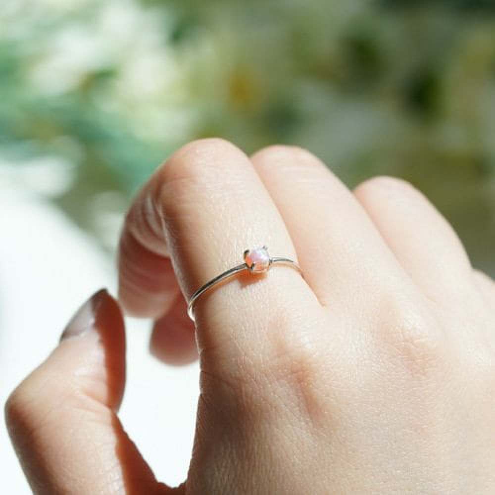 925 Silver Moonstone Pink Layered Ring