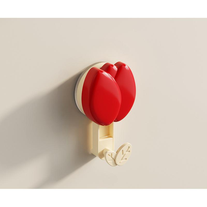 Tulip Suction Cup Hooks Towel Rack No Drill Adhesive Hook Wall Mounted for Kitchen Bathroom, Vacuum Suction No Fall Off Heavy Duty