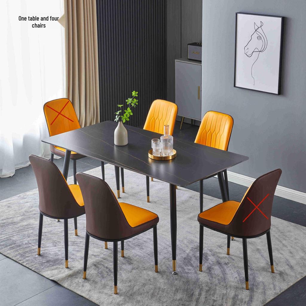 Modern Minimalist Italian Rock Slab Dining Table Set for Small Apartments