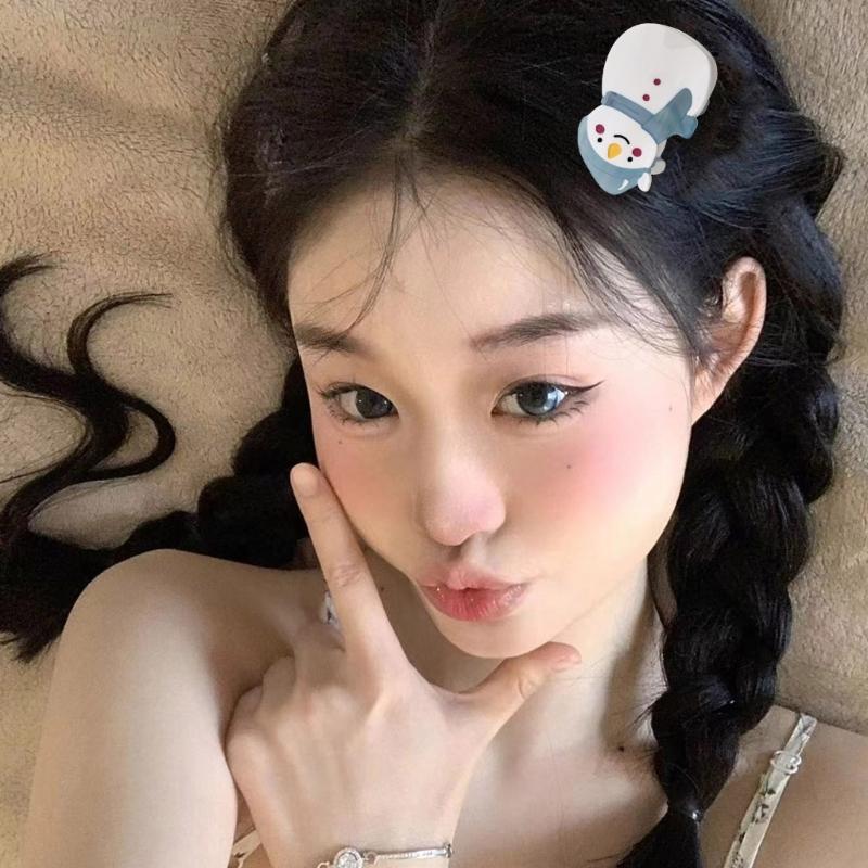 Cute Snowman Hair Clip Acetate Practical White Fashion Accessory Casual Hairpieces Hair Decoration for Women and Girls