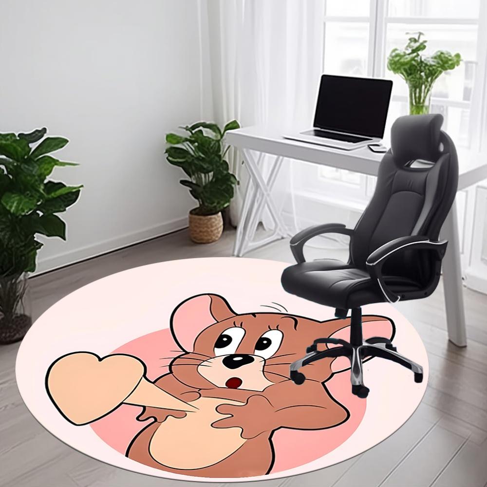 1PC Jerry Office Round Rug, Non-slip, Soft and Durable Office Rug for Interior Decoration, Perfect for Office, Beautiful Decoration