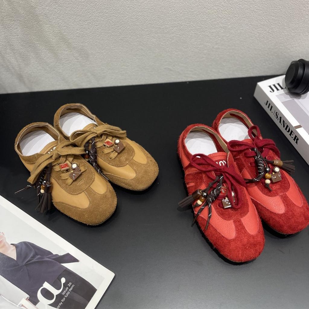 Retro German training shoes women's 2025 autumn new leather breathable versatile flat-bottomed sports and leisure shoes women's soft sole