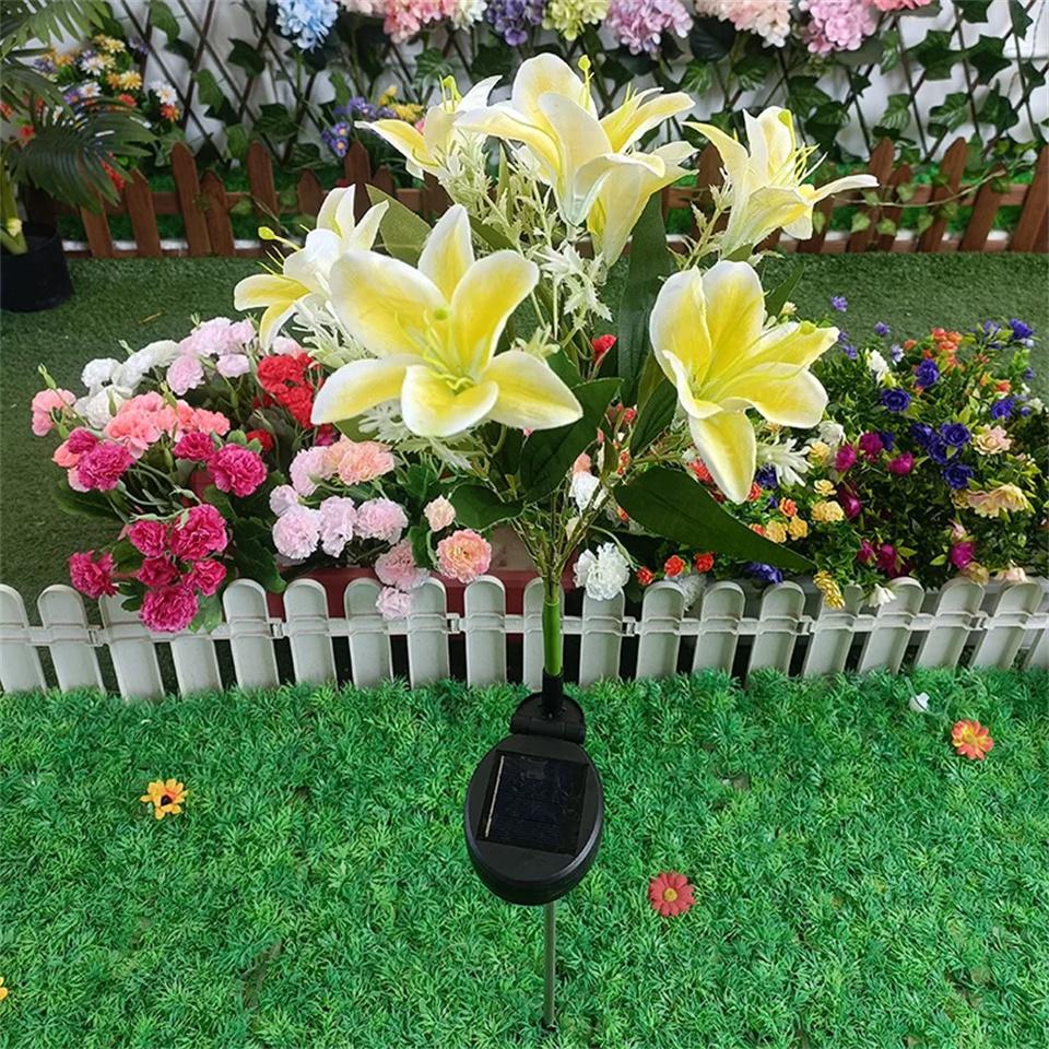 1PC Solar Garden Lights Outdoor Lily Flower Lights Solar Lilies Waterproof for Garden Decor Yard Patio, Gifts for Women Mom