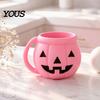 Funny Pumpkin Kitchen Organizer Halloween Ice Cream Cup with Spoon, Keeps Hands Warm Dessert Holder Cup, PLA Creative Sleeve for Home Party