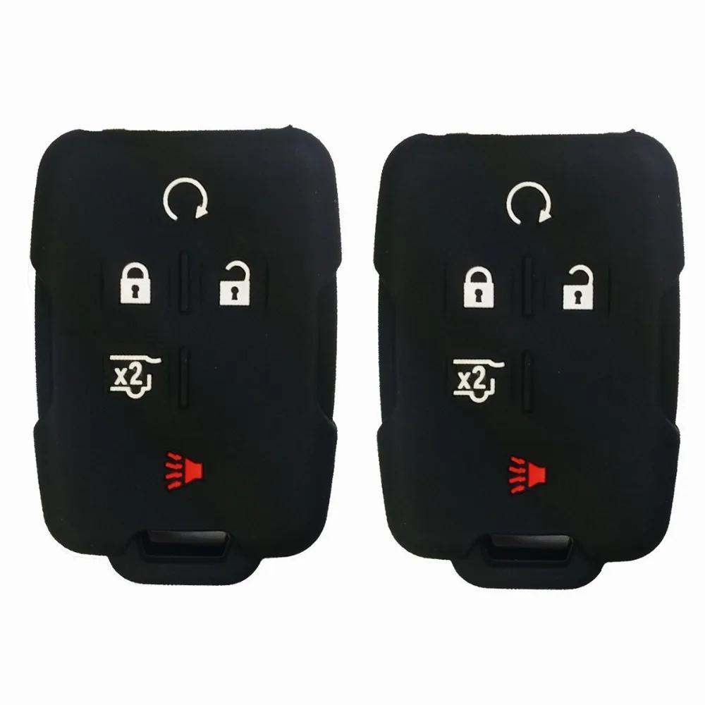 Silicone Key Cover Case Keyless Protector Fob Remote Wallet For Gmc Yukon Sierra 1500 Chevrolet Suburban Tahoe 5 Buttons
