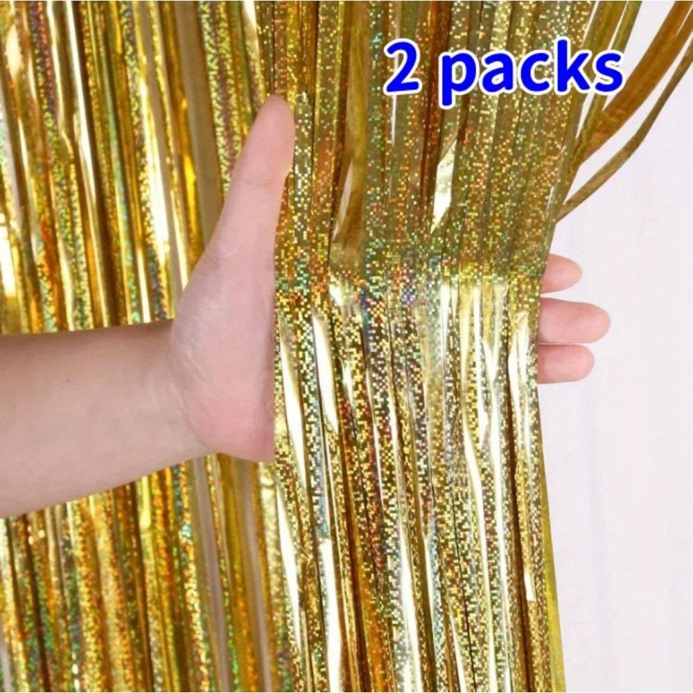 2Packs Laser Rain Curtain Wedding Birthday Party Decoration Stage Fringed Rain Curtain Arrangement Rain Curtain