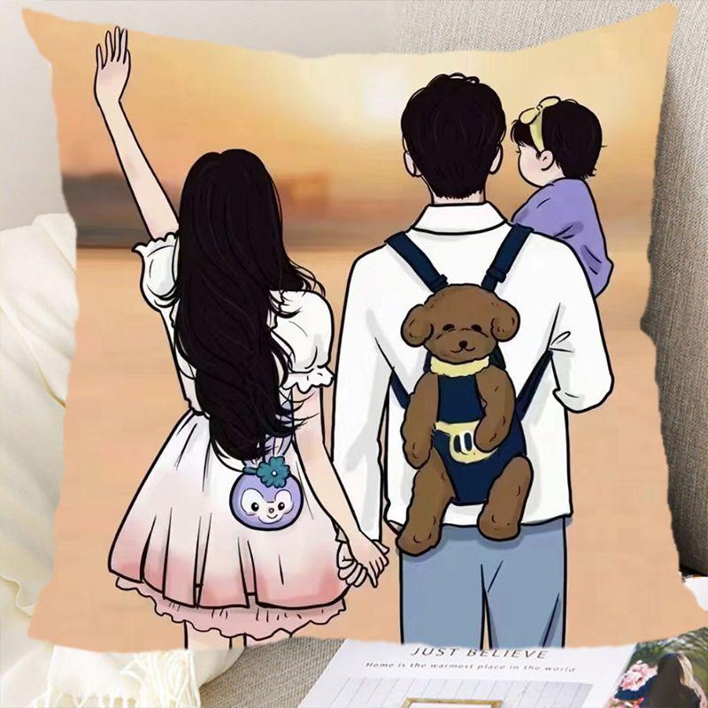 Eltern-Kind Avatar Kissen Paar Cartoon Schlafzimmer Taille Rücken Auto Sofa Kissen Doppelseitiges Kissen Geschenk