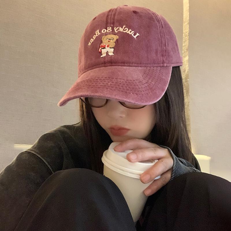 

Американская ретро-потертая бейсболка Old Bear, женская универсальная, с широкими полями, с небольшим лицом, солнцезащитная, с мягким верхом M（56-58cm） бордовый