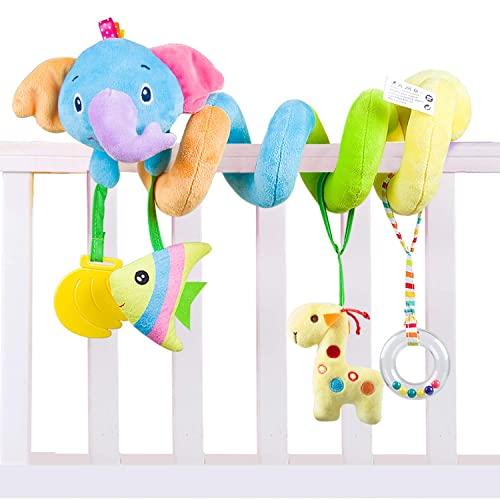 Cute, soft plush toy that attaches to a stroller. Baby/Kids bear/elephant design. Perfect as a baby shower/birthday gift. Blue (Elephant)