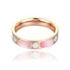 Pink Shell Four-leaf Clover Ring Shell Couple Ring Stainless Steel Men's and Women's Ring