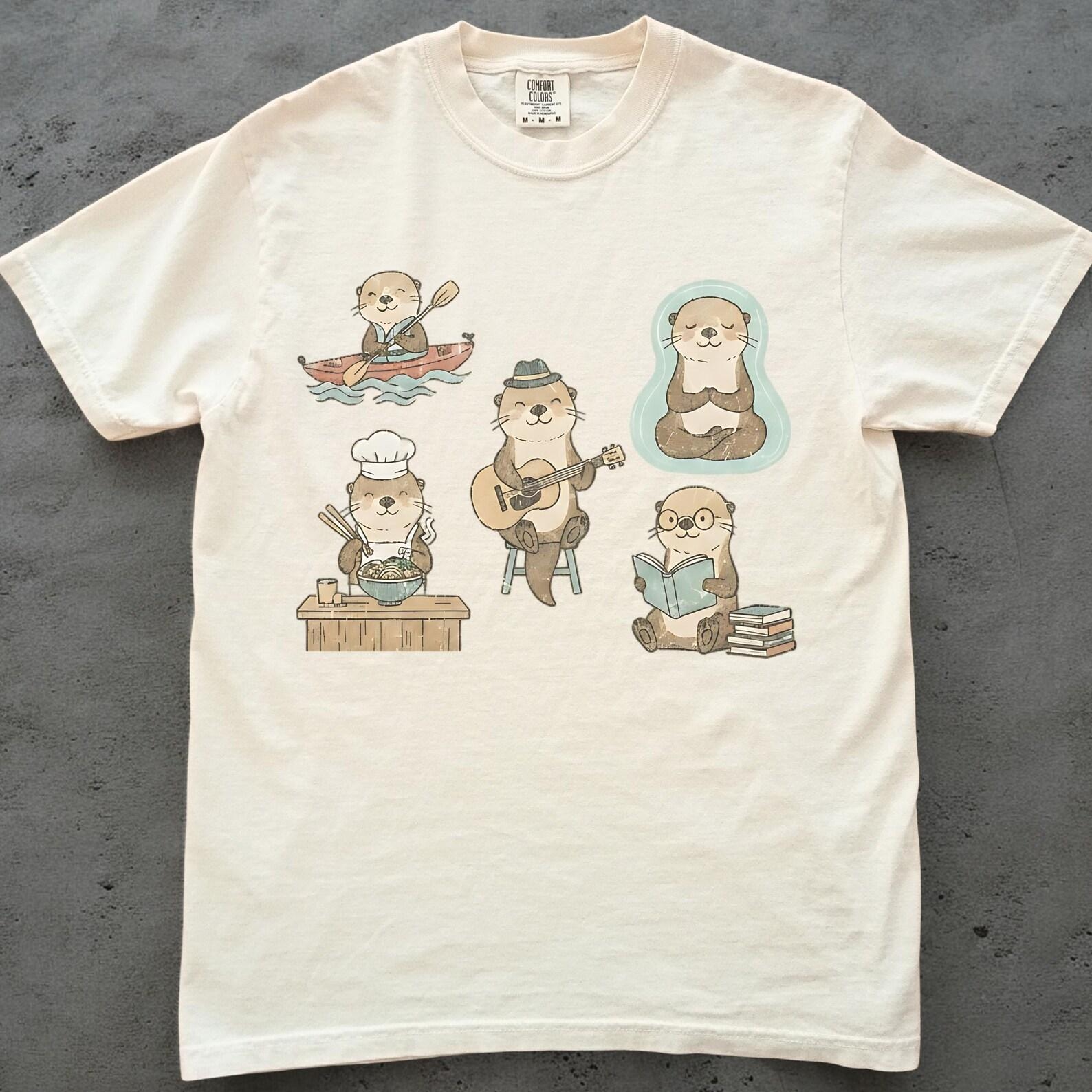 Cute Otter Shirt, Otter Doing Things Tee, Unisex Comfort Colors Tee, Otter Lover Gift, Kawaii Animal Shirt, Book Lover Tee S