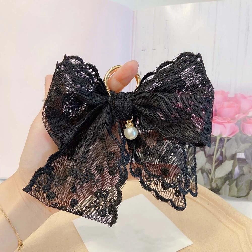 

Elegant Sweet Key Ring Bag Charm Car Key Accessories Key Chain Lace Bow Pendant Backpack чёрный