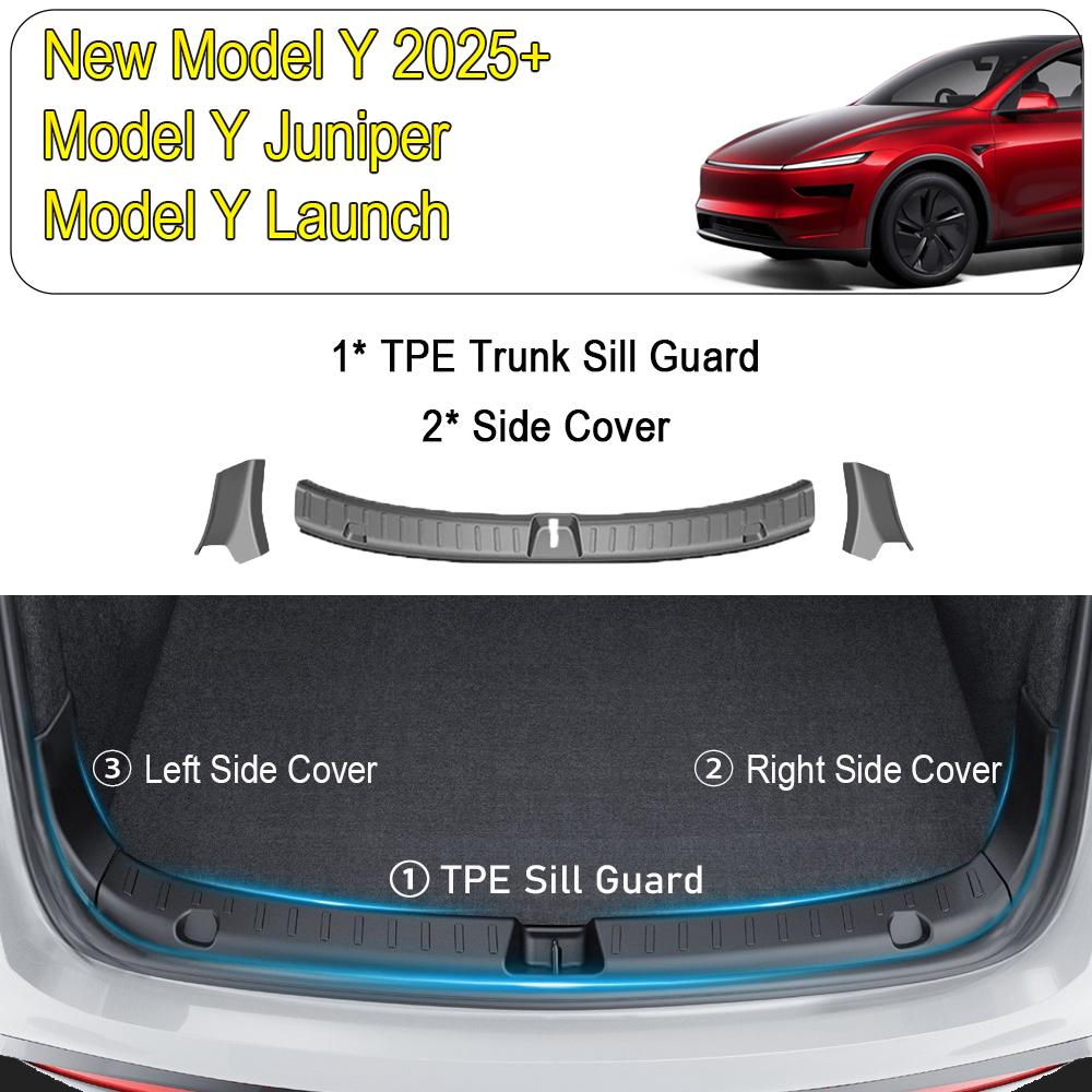 Rear Trunk Bumper Protector Guard For Tesla Model Y Juniper Launch Accessories 2025 2025 Trunk Threshold Sill Cover Mat Plate