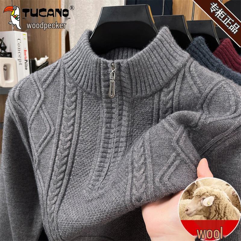 

Woodpecker Men s Wool Knit Pullover: Loose, Warm Hoodie for Autumn & Winter 2XL (155—168 Jin) сірий колір/верблюд