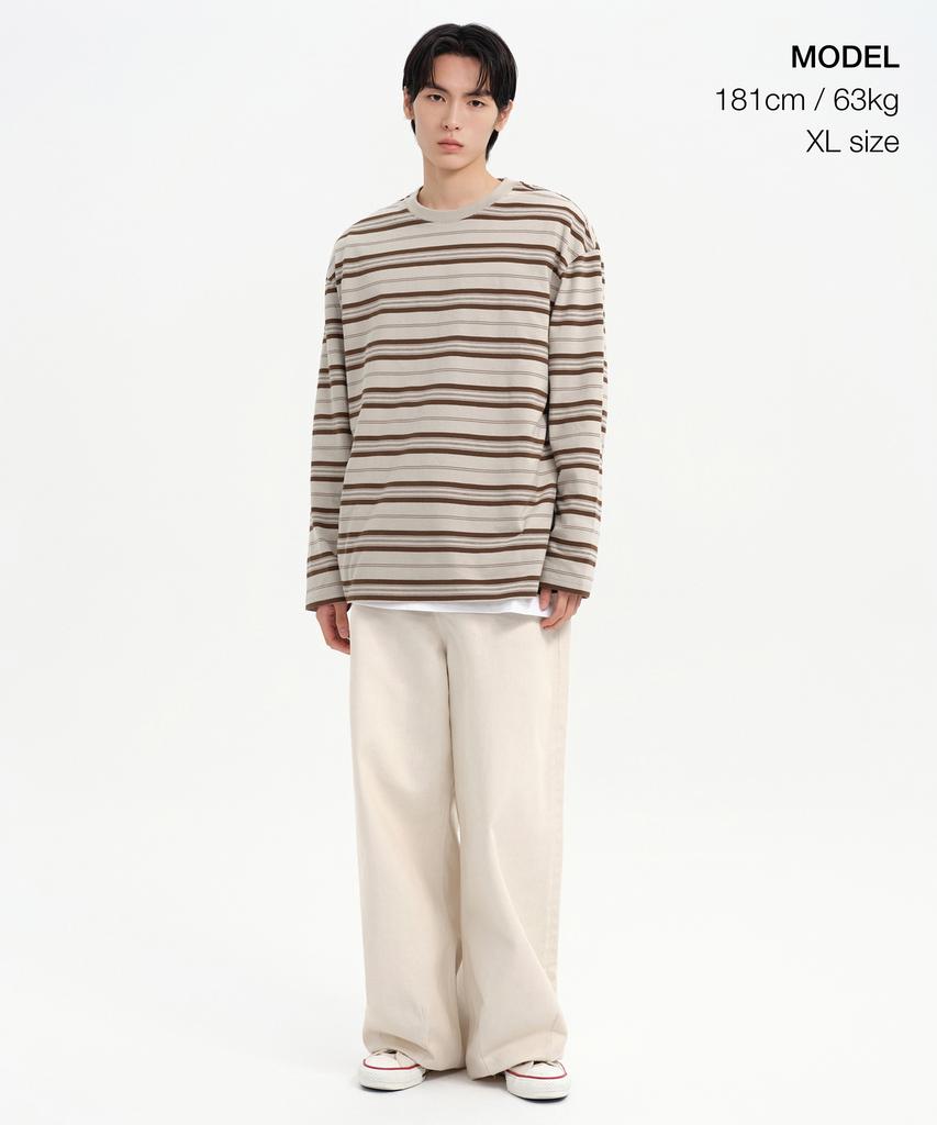 Musinsa Standard Multi-Stripe Relaxed Long Sleeve T-Shirt 3 [Cream]