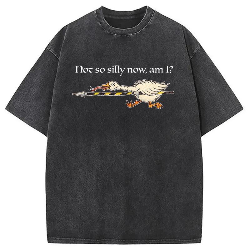 Summer Fashion Washed Acid Tees Korean Style Short Sleeve O-neck Goose Printed Funny T-shirts Men's Holiday Chic Tops