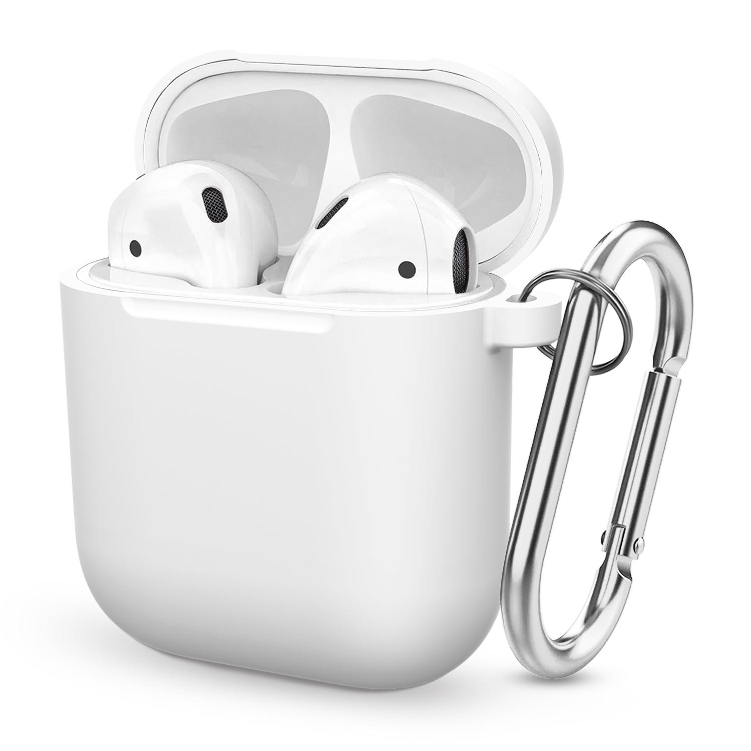 

Силиконовые чехлы для Airpods 1-го 2-го поколения, Роскошный защитный чехол для беспроводных наушников, Противоударный корпус с крючком, Аксессуары для наушников белый