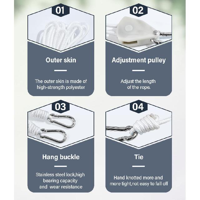 Retractable Travel Clotheslines,Pulley Adjusts Length,Sun-Proof Cruise Clothing Line Outdoor for Camping,Portable Laundry Line Cloth Drying Rope