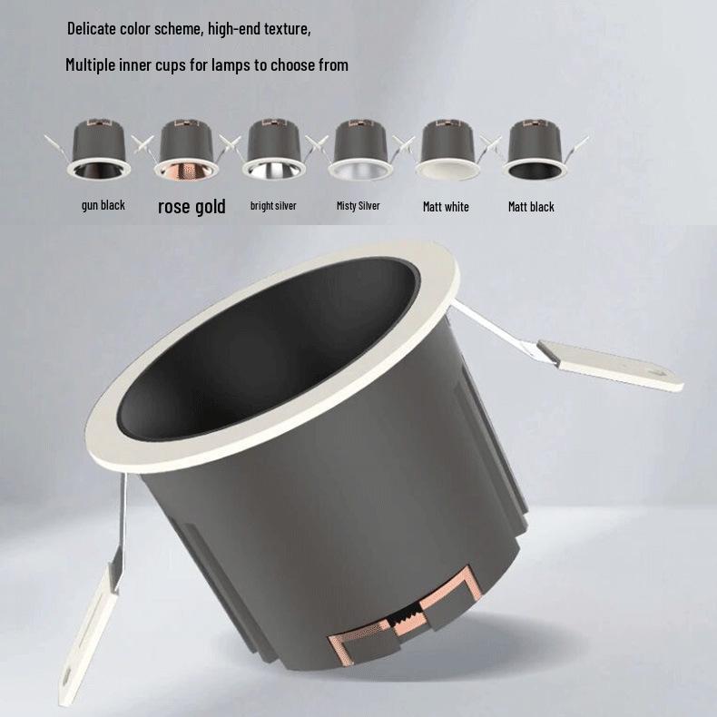 Narrow Bezel LED Ceiling Light with Anti-Glare Eye Protection and Full Spectrum, 75mm Recessed Installation for Hotel or Home Bedroom