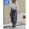Johnature Bohemian Ethnic Style Cashew Flower Wide-leg Casual Women Pants Summer Long Casual Trousers
