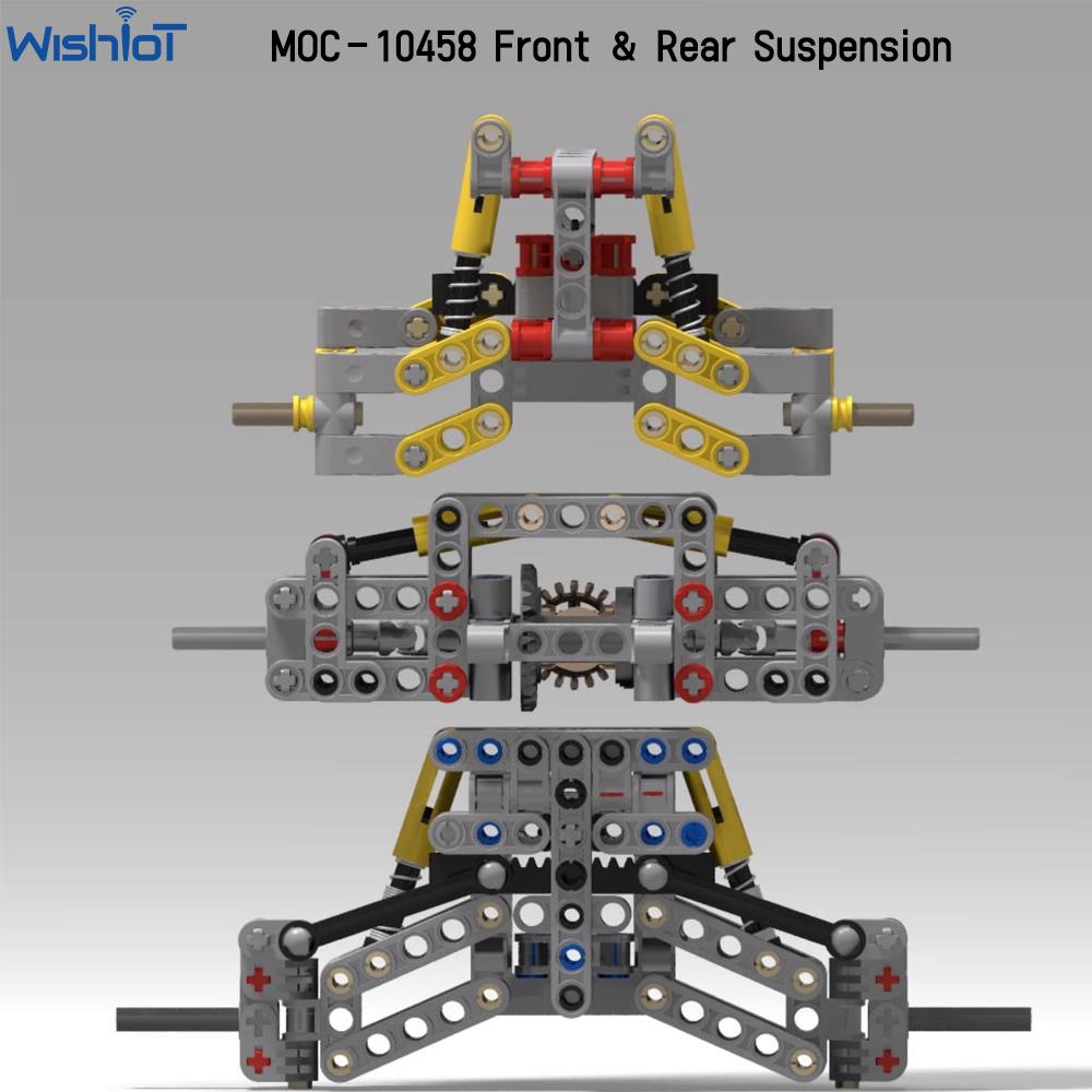 MOC-10458 Sospensioni Semplici Anteriori Posteriori con Ammortizzatori per Blocchi da Costruzione MOC Modello Telaio Auto Modifica Meccanica