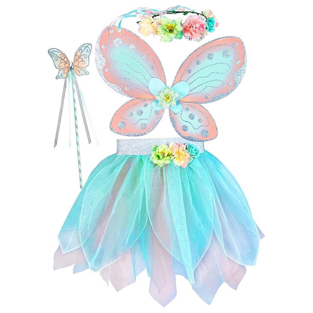 

Gold Fairy Wand and Wings Costume Set with Butterfly Ribbon and Tulle Skirt 3-5 years