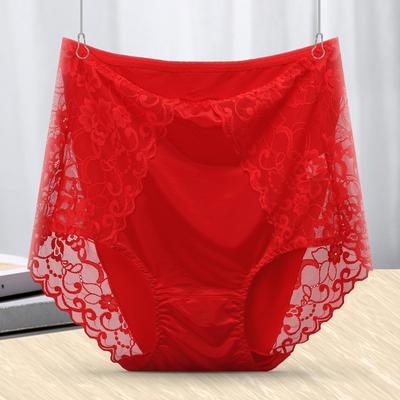 Red Zodiac Year Plus Weight Briefs Plus Plus Plus Size Sexy Lace High Waisted Triangle Underwear for Women Panties