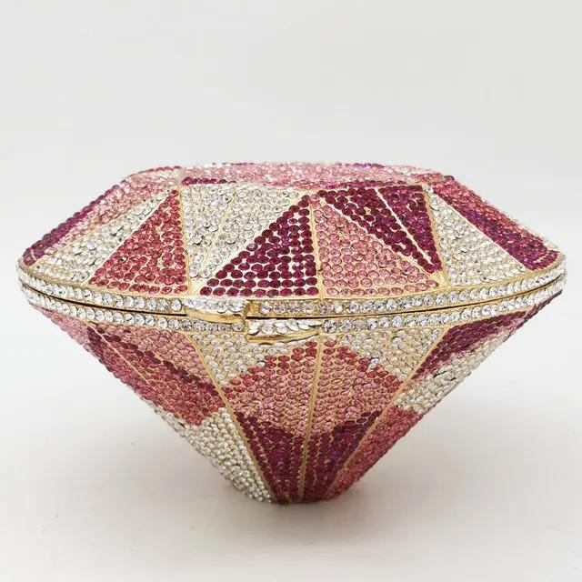 

Boutique De FGG (in stock) Diamond Shape Women Crystal Evening Clutch Bags Wedding Purses Party Cocktail Bridal Handbags Mini Clutch