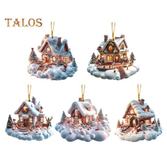 

5 шт. автомобильное украшение акриловое рождественское елочное украшение 2024 подвесное украшение на окно плоские напечатанные сумки подвеска для дверей дерева вечеринки в фермерском доме 1 Set