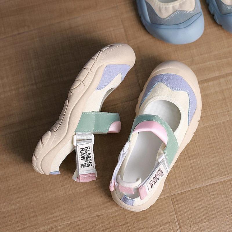 

Ugly cute round head Velcro sports sandals women s candy color breathable women s shoes women s running sneakers 35 абрикосовый