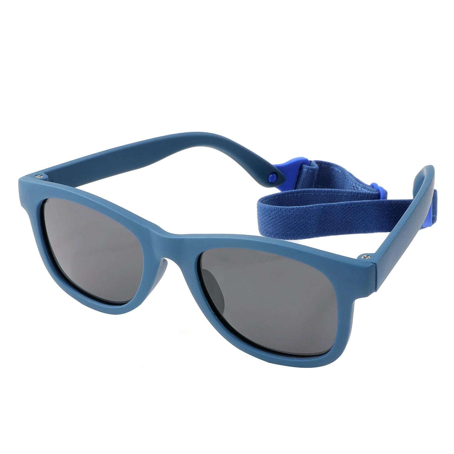 

0-2 Years Baby Polarizrd Sunglasses with Belt Flexible Durable Square Silicone Frame Mirrored UV400 Lens Eyewear for Kids 0-2 Years