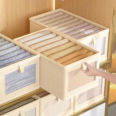 Grande boîte de rangement en tissu Oxford avec couvercle et fenêtre: Organisateur de tissu domestique