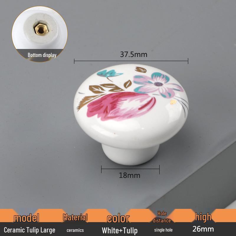 European Ceramic Blue Flower Round Cabinet Handle