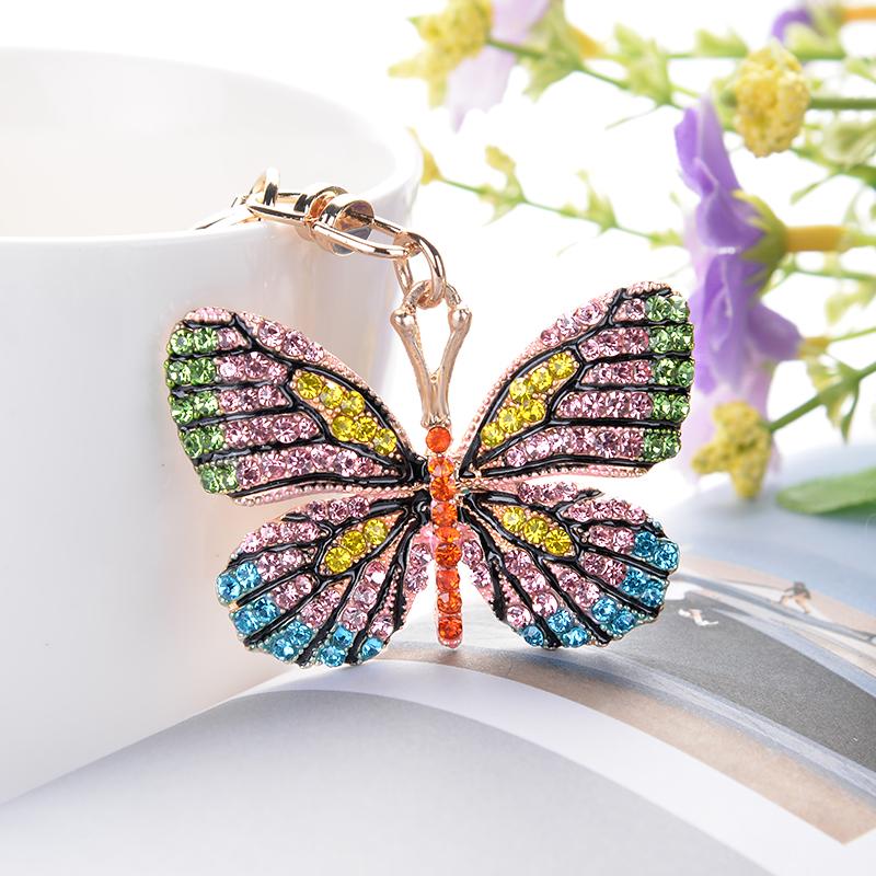 EASYA New Arrival Crystal Insect Shape Chaveiro Keychain Cute Sparkling Metal Key Ring Holder Accessories For Women Girls Bag