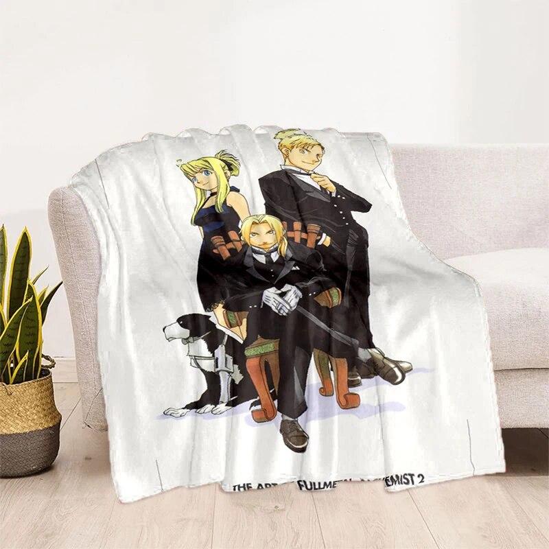 Fullmetal Alchemist Soft Plush Sofa Bed Throwing Cartoon Picnic Thin Blankets Modern Flannel  Cover Gedruckt Bettdecke Geschenk
