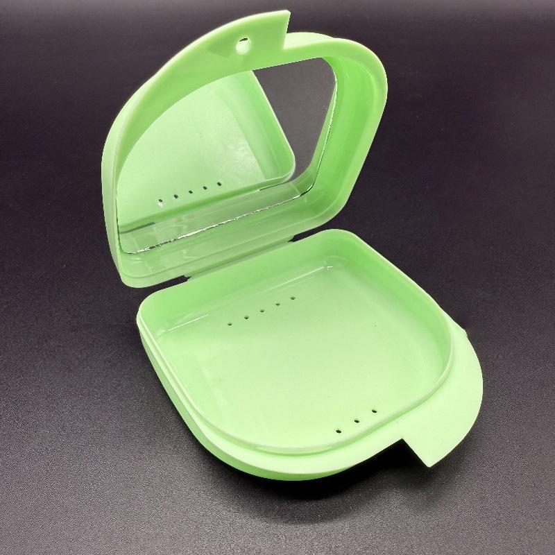 1/5 Pcs Denture Tray Box With Mirror Dental Retainer Box Case Plastic Teeth Container Denture Box False Teeth Protective Case