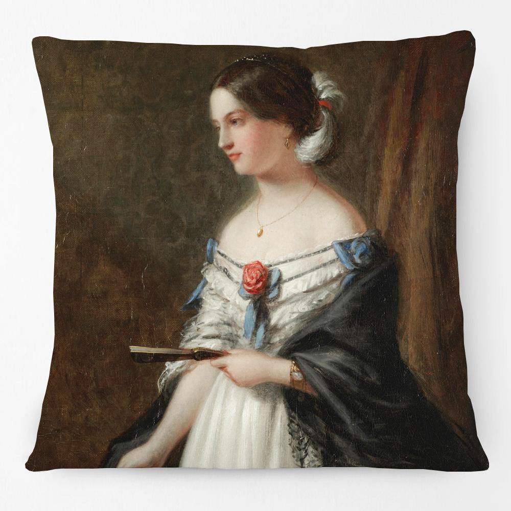 Vintage European Portraits Paintings Art Cushion Cover Beautiful Girl Woman Lady Pillow Case