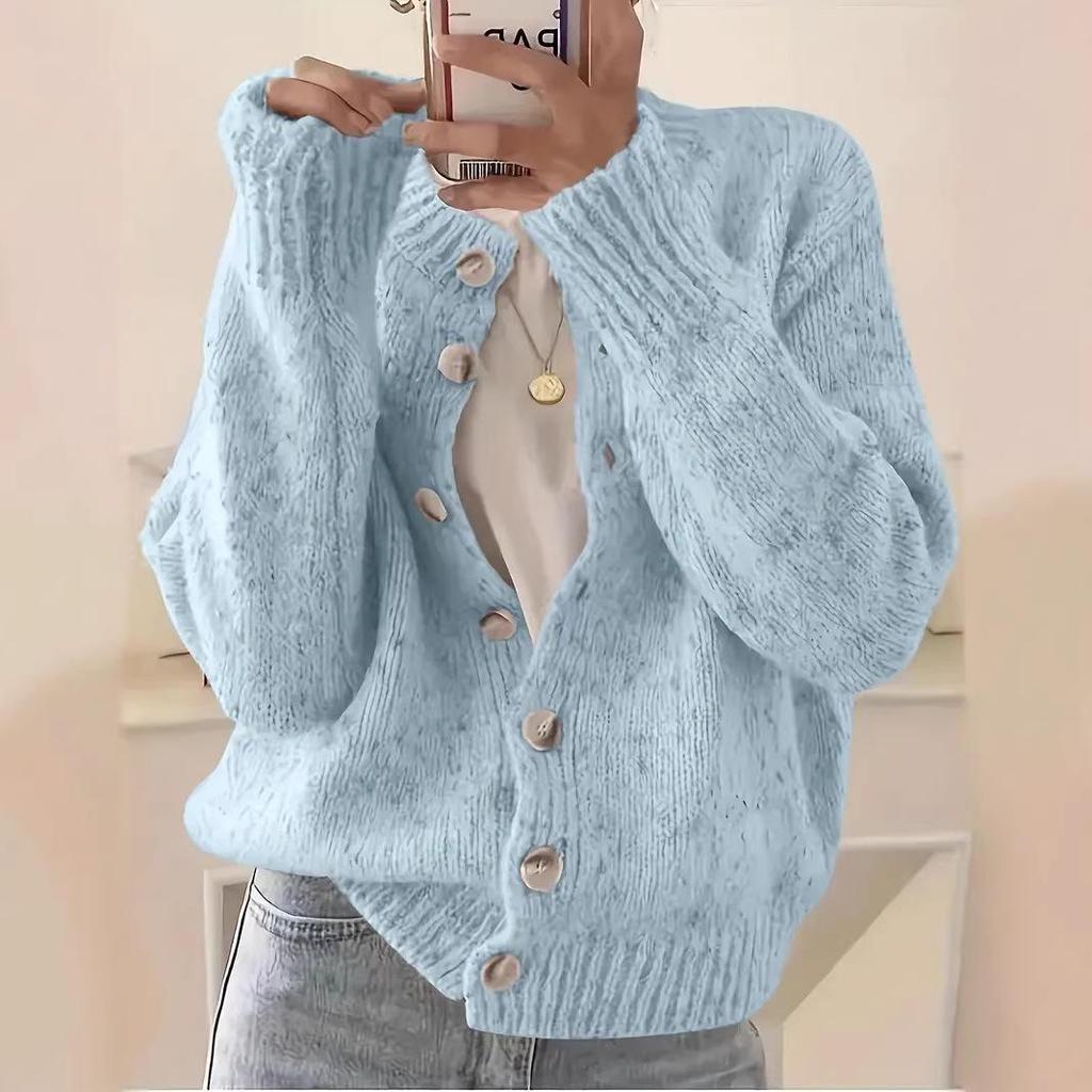 Korean New Arrival: Age-Defying Color Block Dot Women's Knitwear Sweater Cardigan