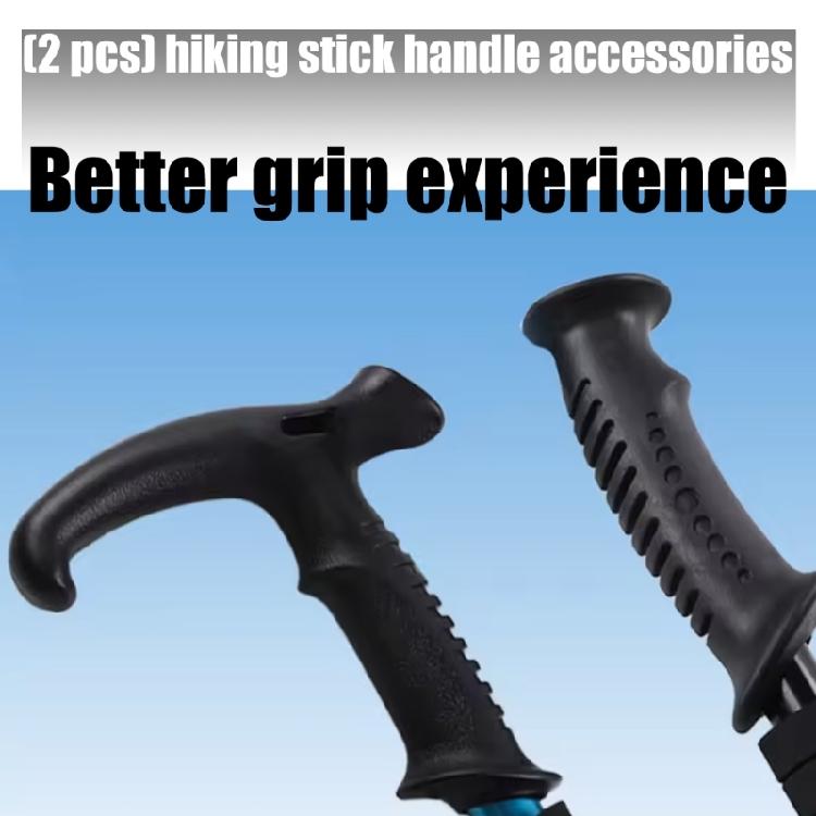2Pcs Straight/Bent Handle Climbing Stick Head Trekking Rod Handle Adapters Walking Cane Grip for Climbing Outdoor