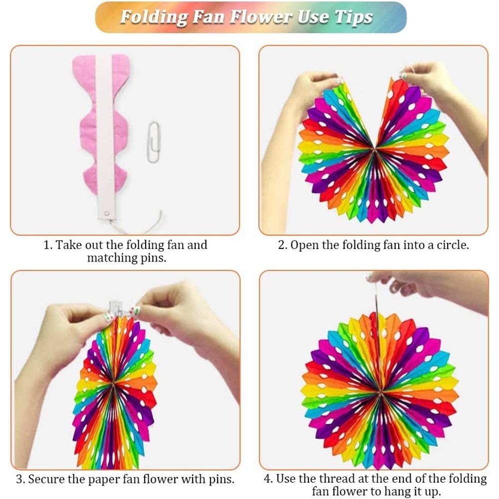 36 Pieces Reusable Birthday Decoration Set - Happy Birthday Banner, Bunting, Beehive Decoration, Ribbons (Confetti Rainbow Party Decoration)