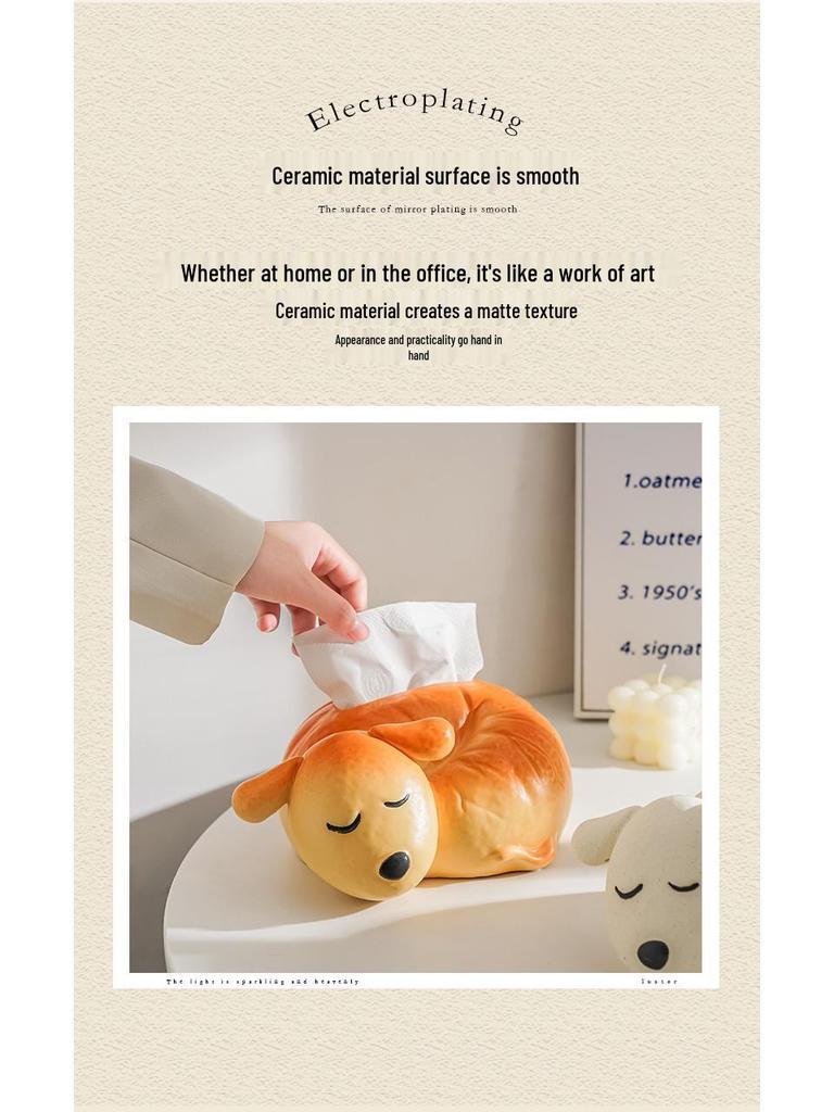 Cute Ceramic Dog Tissue Holder for Bathroom or Living Room