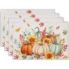 Fall Pumpkins Maple Leaf Placemats Party Decor Washable Thanksgiving Autumn Harvest Kitchen Dining Table Mats Autumn Decorations