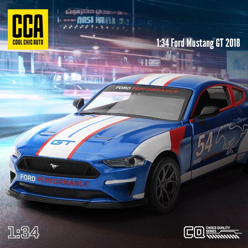 CCA Genuine Licensed 1/34 Scale Ford Mustang GT2018 Alloy Car Model Sound Light Pullback Diecast Metal Toy Vehicles Boy Gift