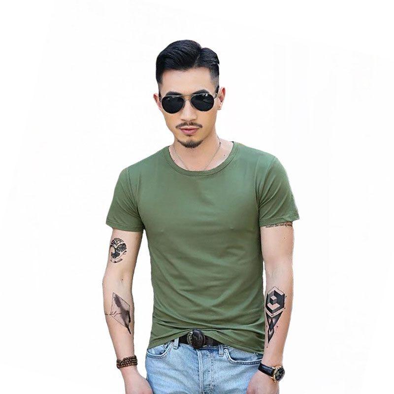 Men's Summer Casual Fashion Solid Color O-neck T-shirt With Short Sleeves