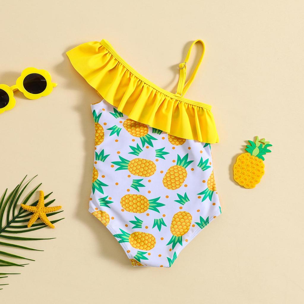 Exclusive Baby Girl Pineapple Print Suspender Swimsuit Jumpsuit